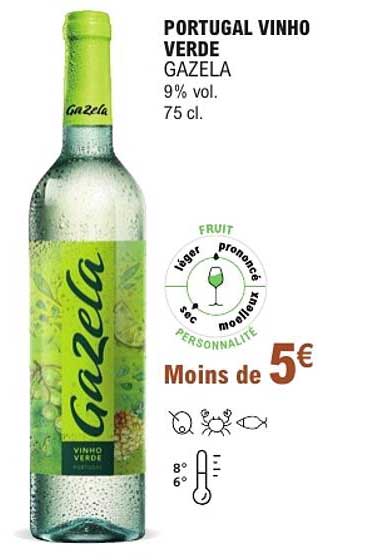 PORTUGAL VINHO VERDE GAZELA 9% vol. 75 cl.