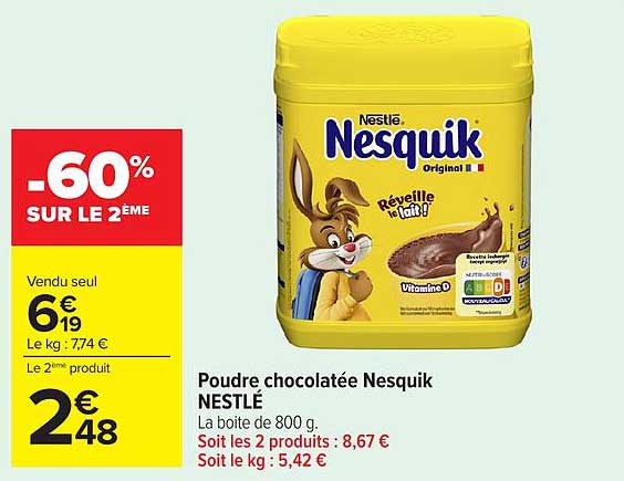 Poudre chocolatée Nesquik NESTLÉ