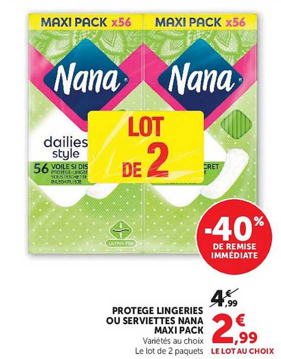 PROTEGE LINGERIES OU SERVIETTES NANA MAXI PACK