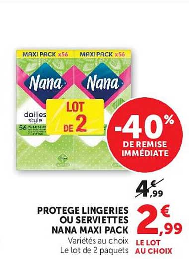 PROTEGE LINGERIES OU SERVIETTES NANA MAXI PACK