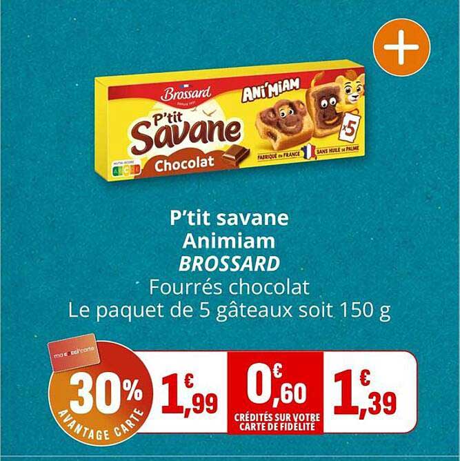 P'tit savane Animiam BROSSARD Fourrés chocolat Le paquet de 5 gâteaux soit 150 g