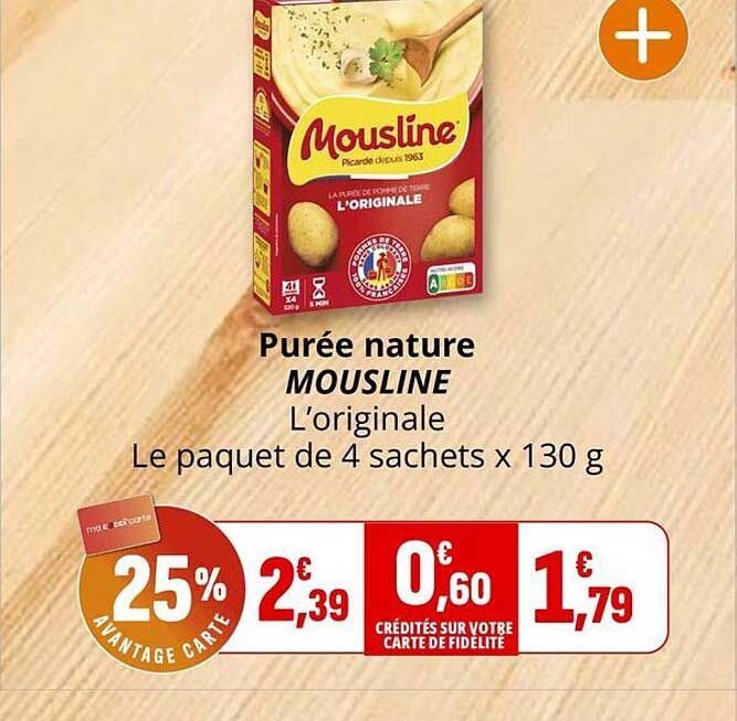 Purée nature MOUSLINE L’originale Le paquet de 4 sachets x 130 g