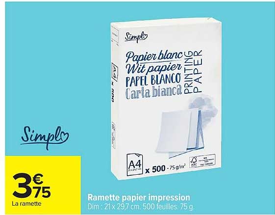 Ramette papier impression