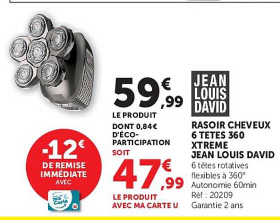 RASOIR CHEVEUX 6 TETES 360 XTREME JEAN LOUIS DAVID