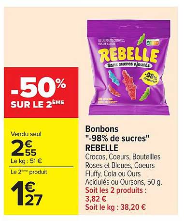REBELLE Sans sucres ajoutés