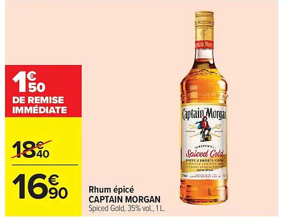 Rhum épicé CAPTAIN MORGAN Spiced Gold, 35% vol., 1 L.