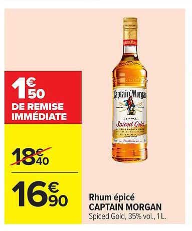 Rhum épicé CAPTAIN MORGAN Spiced Gold, 35% vol., 1L.
