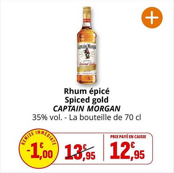 Rhum épicé Spiced gold CAPTAIN MORGAN 35% vol. - La bouteille de 70 cl