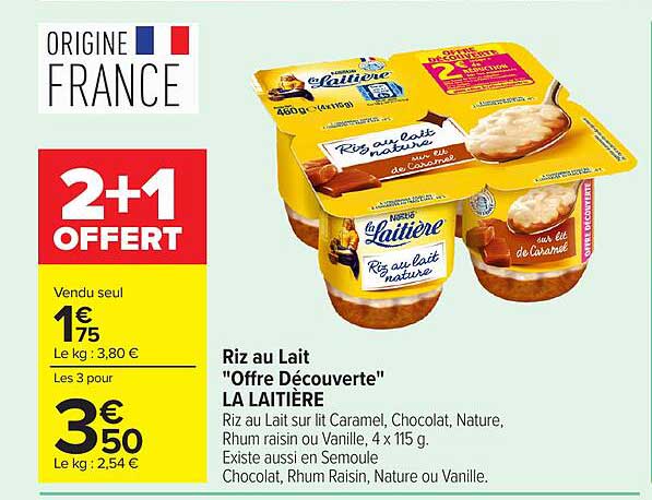 Riz au Lait "Offre Découverte" LA LAITIÈRE