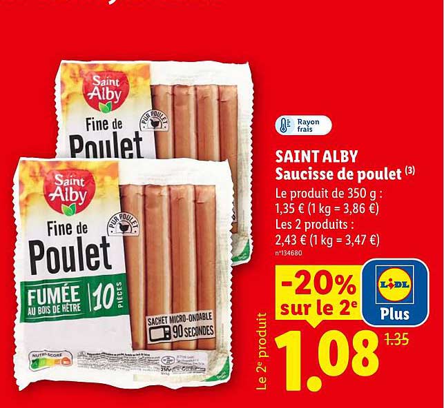 SAINT ALBY Saucisse de poulet