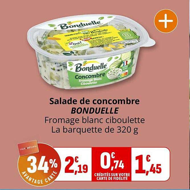 Salade de concombre BONDUELLE Fromage blanc ciboulette La barquette de 320 g