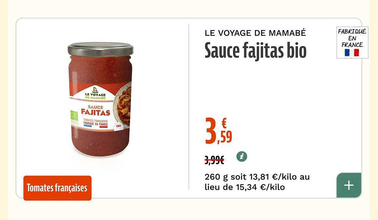 Sauce fajitas bio