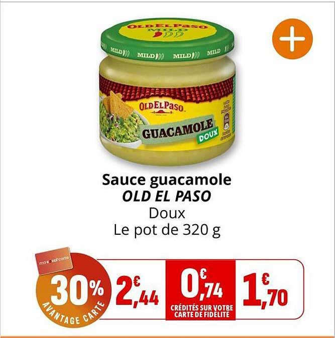 Sauce guacamole OLD EL PASO Doux Le pot de 320 g