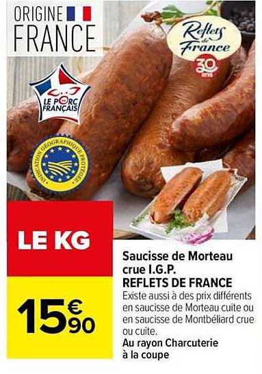 Saucisse de Morteau crue I.G.P. REFLETS DE FRANCE