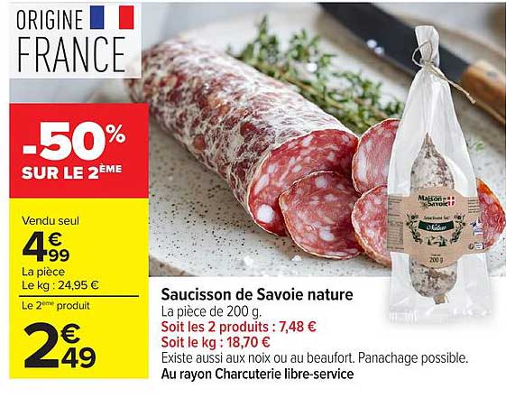 Saucisson de Savoie nature