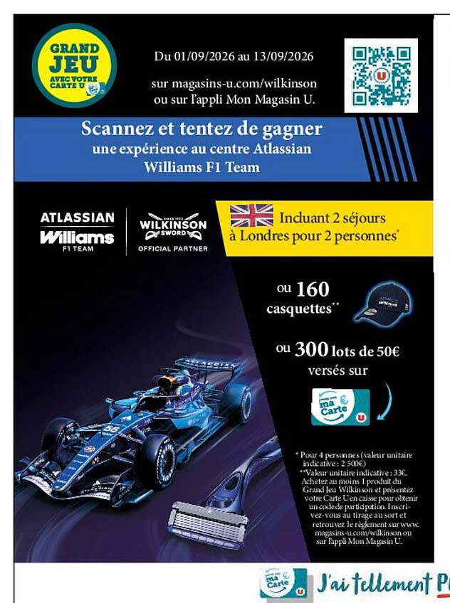 Scannez et tentez de gagner une expérience au centre Atlassian Williams F1 Team