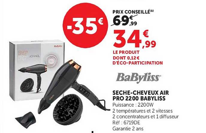 SECHE-CHEVEUX AIR PRO 2200 BABYLISS