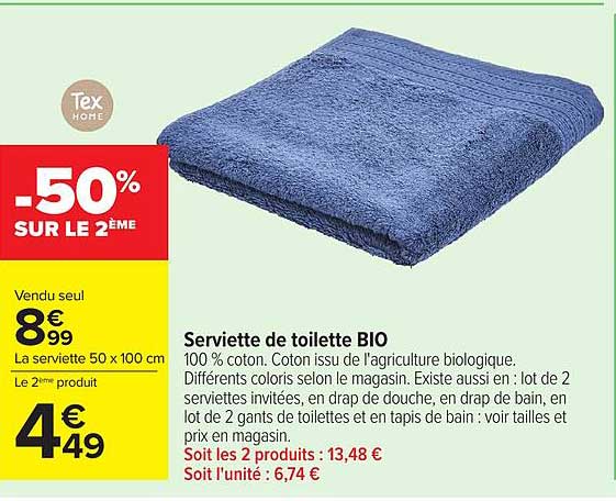 Serviette de toilette BIO