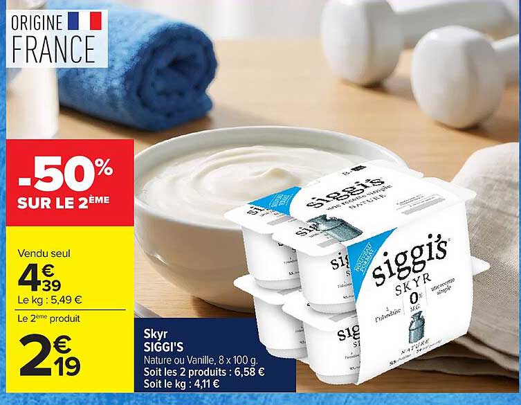 Skyr SIGGI'S Nature ou Vanille, 8 x 100 g