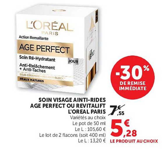 SOIN VISAGE ANTI-RIDES AGE PERFECT OU REVITALIFT L'OREAL PARIS