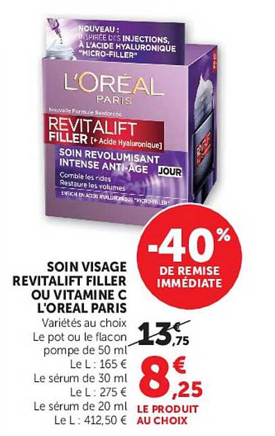 SOIN VISAGE REVITALIFT FILLER OU VITAMINE C L'OREAL PARIS