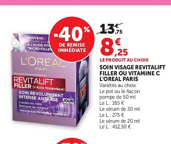 SOIN VISAGE REVITALIFT FILLER OU VITAMINE C L'OREAL PARIS