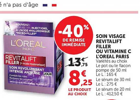 SOIN VISAGE REVITALIFT FILLER OU VITAMINE C L'OREAL PARIS