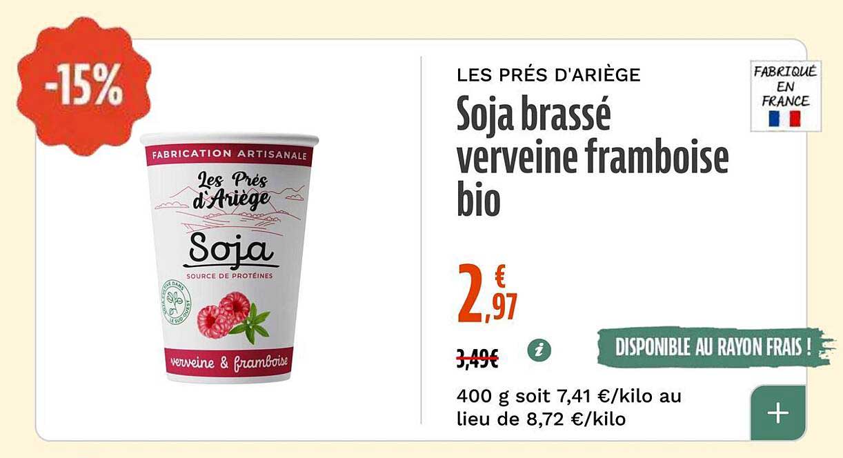 Soja brassé verveine framboise bio