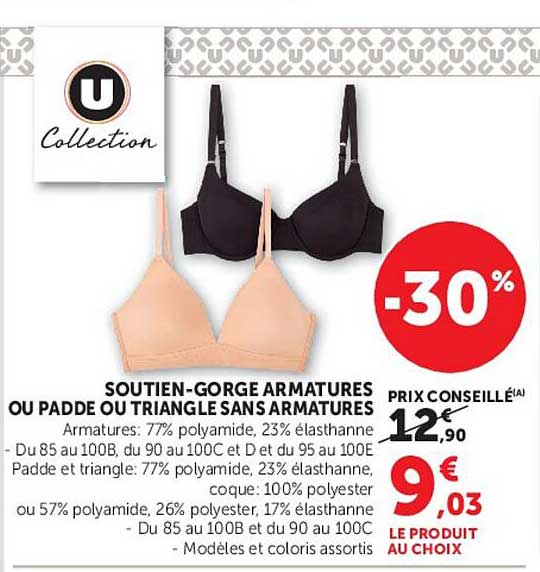 SOUTIEN-GORGE ARMATURES OU PADDE OU TRIANGLES SANS ARMATURES