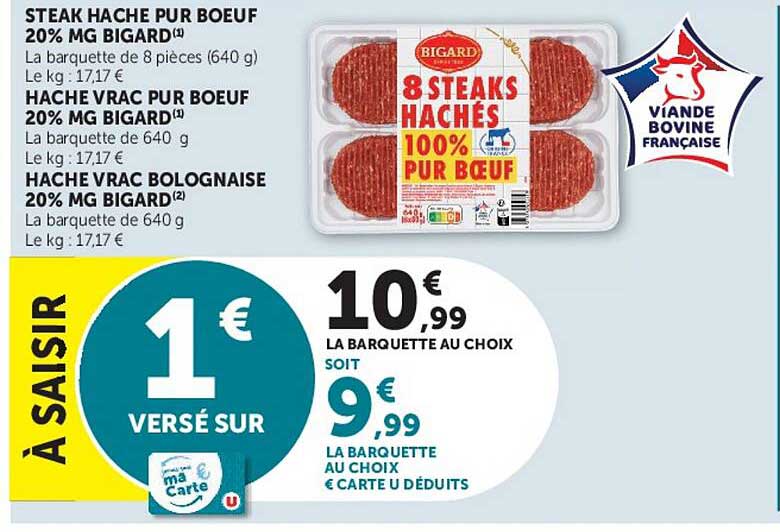STEAK HACHE PUR BOEUF 20% MG BIGARD