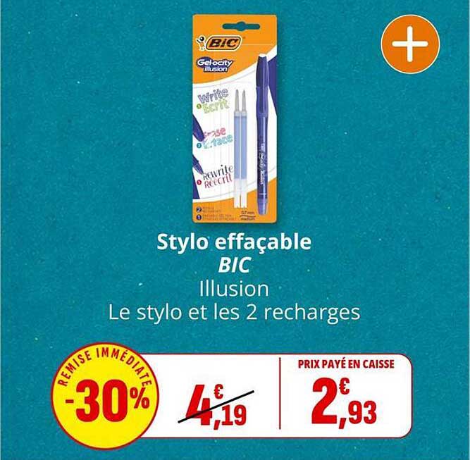 Stylo effaçable BIC Illusion Le stylo et les 2 recharges