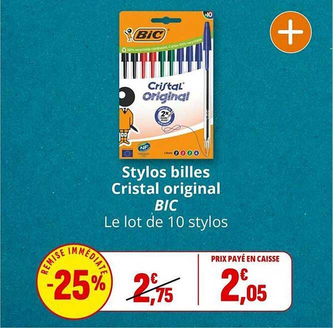 Stylos billes Cristal original BIC - Le lot de 10 stylos