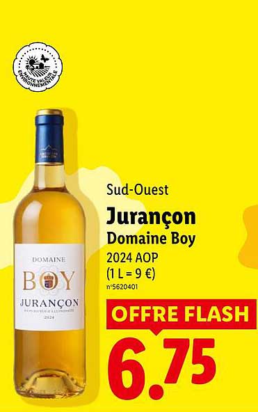 Sud-Ouest Jurançon Domaine Boy 2024 AOP (1 L = 9 €) OFFRE FLASH