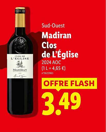 Sud-Ouest Madiran Clos de l’Église 2024 AOC (1 L = 4,65 €)