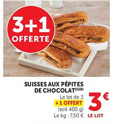 SUISSES AUX PÉPITES DE CHOCOLAT(1)(B)