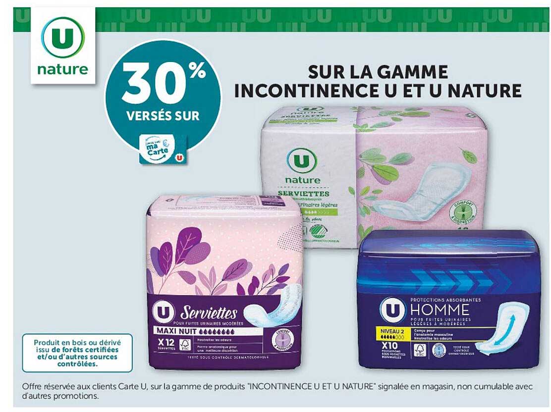 SUR LA GAMME INCONTINENCE U ET U NATURE