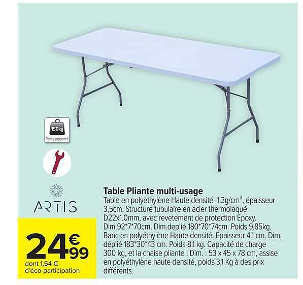 Table Pliante multi-usage