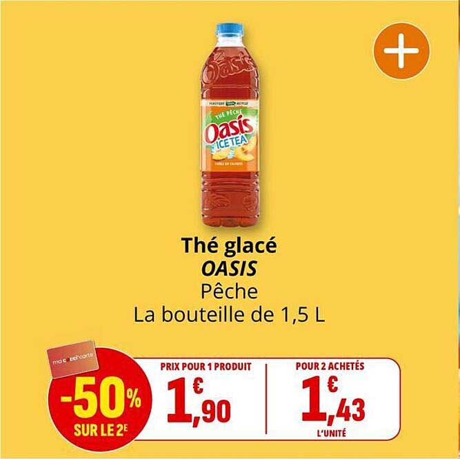 Thé glacé OASIS Pêche La bouteille de 1,5 L