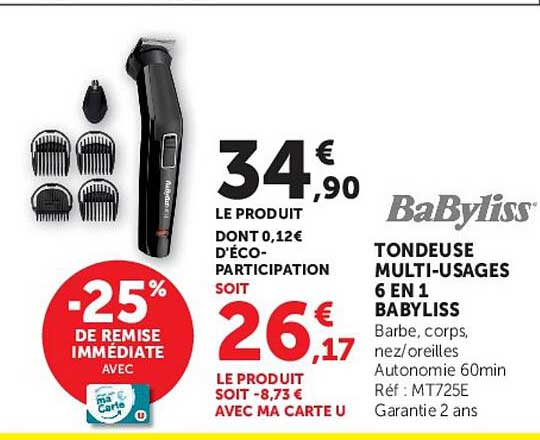 TONDEUSE MULTI-USAGES 6 EN 1 BABYLISS