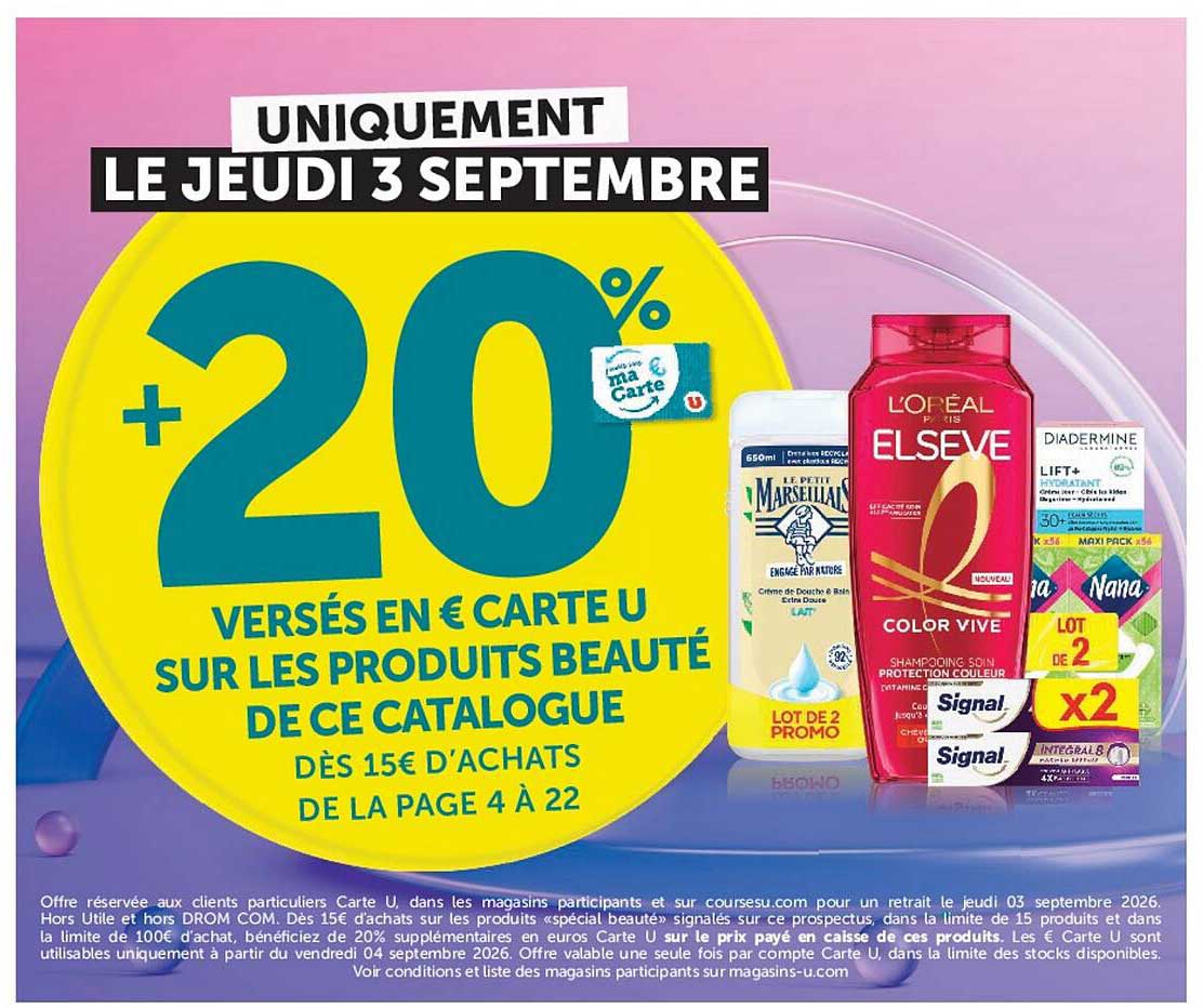 UNIQUEMENT LE JEUDI 3 SEPTEMBRE