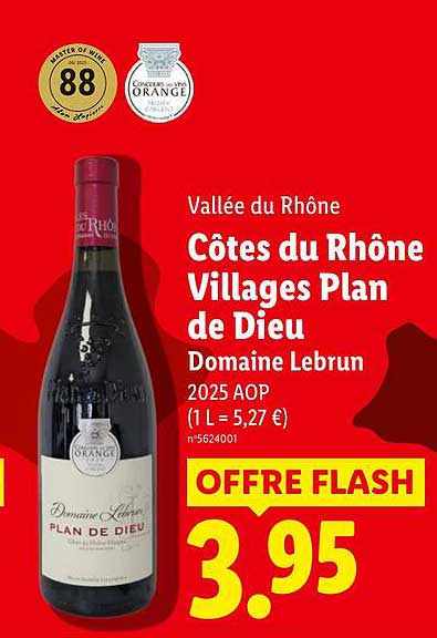 Vallée du Rhône Côtes du Rhône Villages Plan de Dieu Domaine Lebrun 2025 AOP