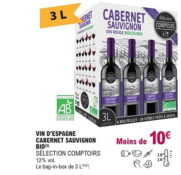 VIN D’ESPAGNE CABERNET SAUVIGNON BIO SÉLECTION COMPTOIRS