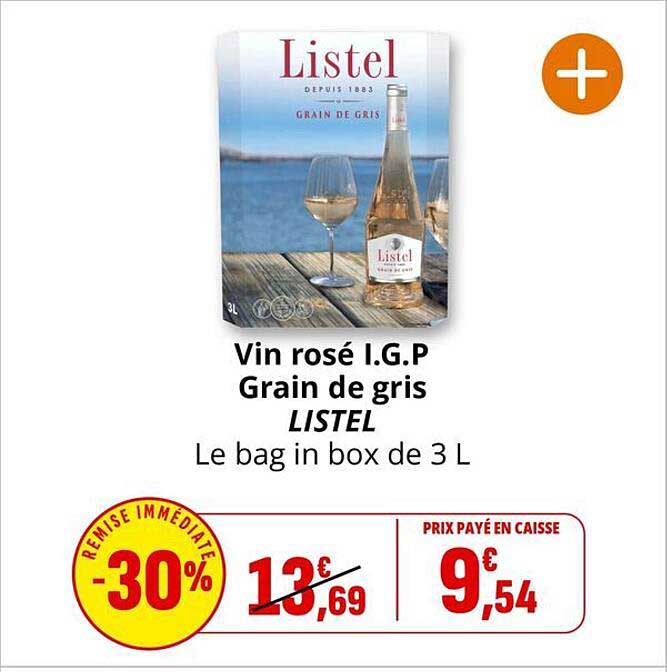 Vin rosé I.G.P Grain de gris LISTEL Le bag in box de 3 L