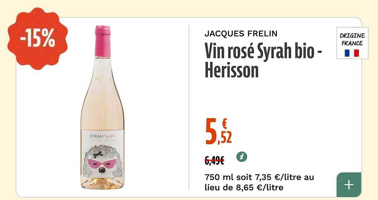 Vin rosé Syrah bio - Herisson