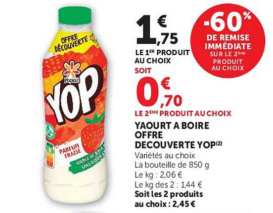YAOURT A BOIRE OFFRE DECOUVERTE YOP