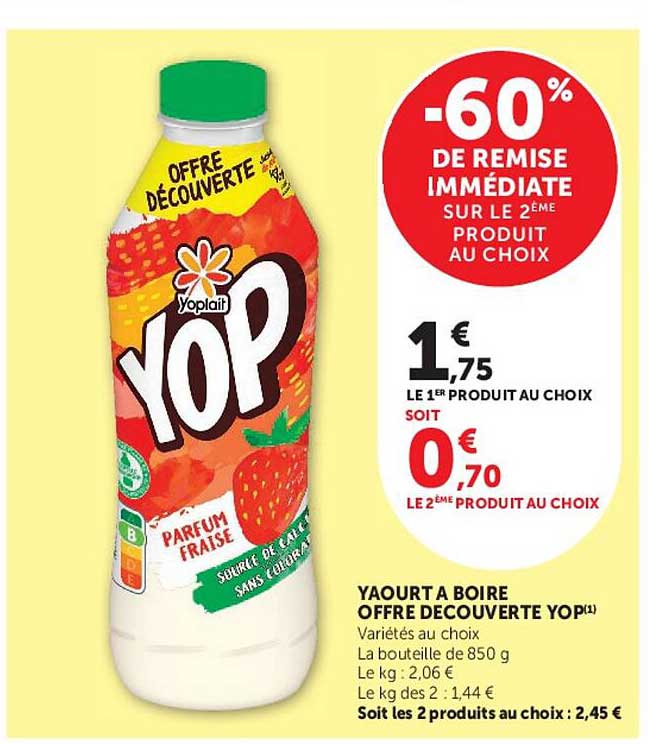 YAOURT A BOIRE OFFRE DÉCOUVERTE YOP