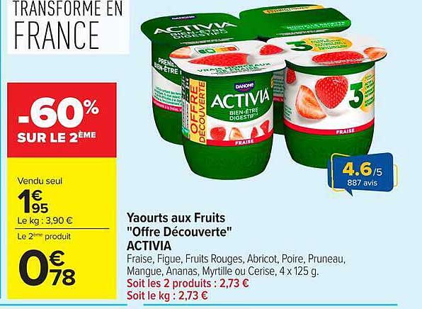 Yaourts aux Fruits "Offre Découverte" ACTIVIA