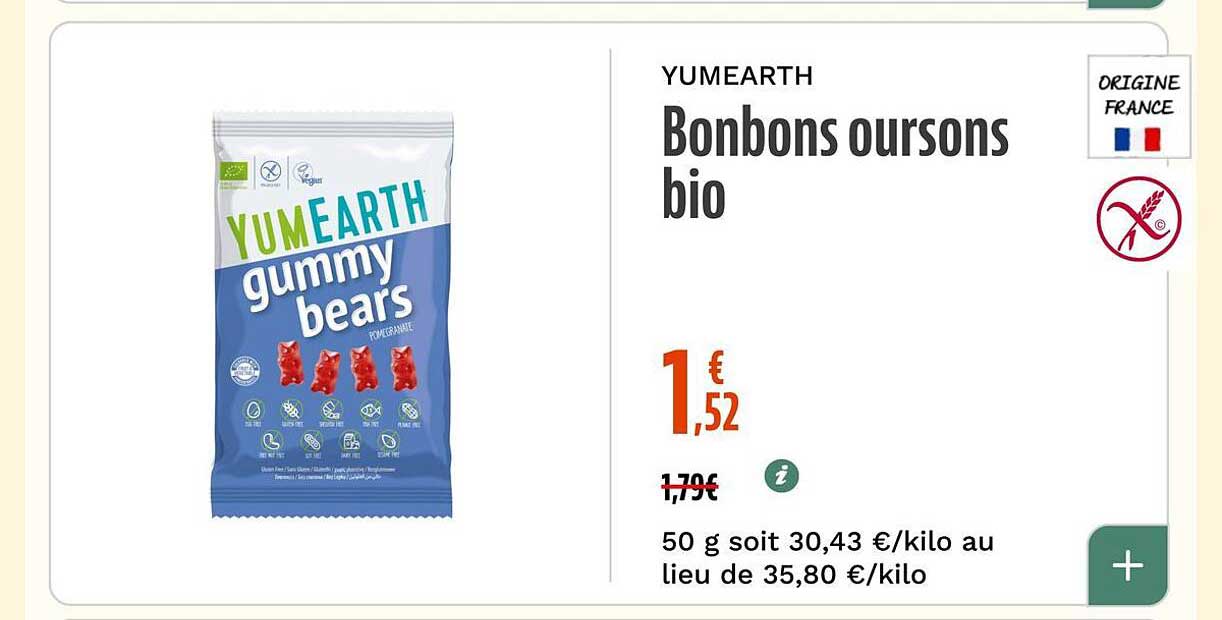 YUMEARTH Bonbons oursons bio