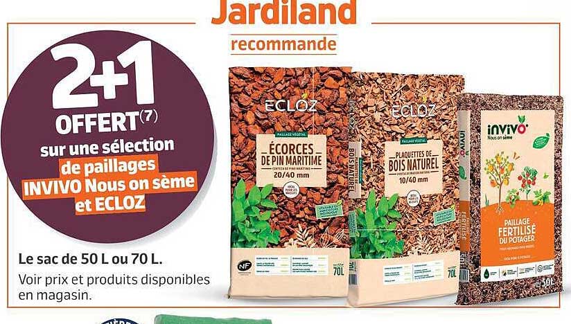 2+1 OFFERT(7) sur une sélection de paillages INVIVO Nous on sème et ECLOZ