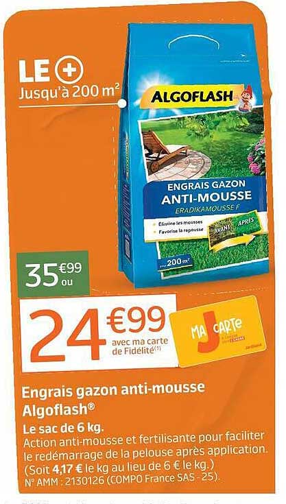 Engrais gazon anti-mousse Algoflash